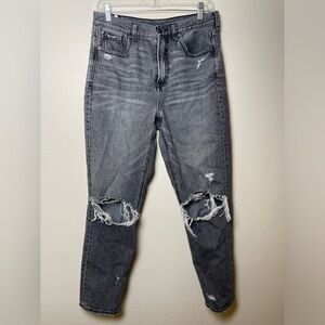 American Eagle Mom Jean Denim Gray Distressed